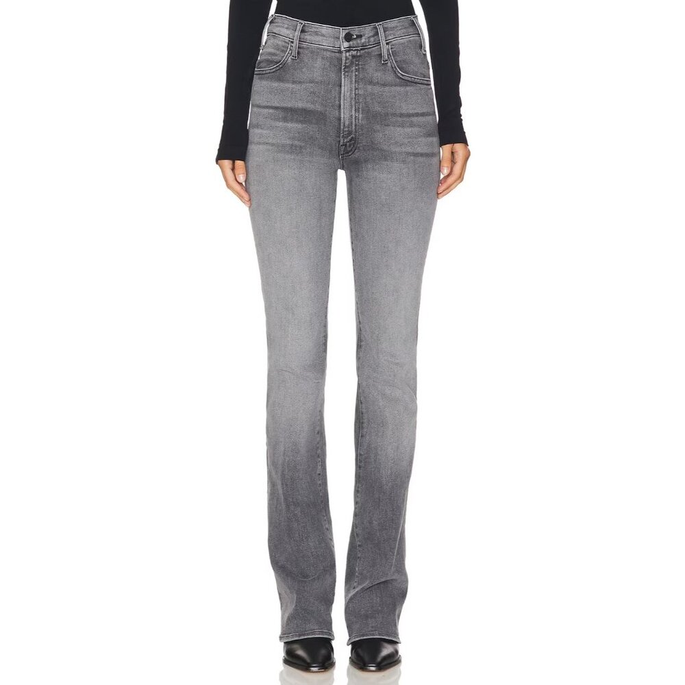 NWT Mother LIL Hustler Heel in Magic 8 Ball High Rise Flare Stretch Jeans 28